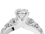White gold Emerald Brilliant Solitaire with Side Stones on a Pave Band and Four-Prong Setting_30