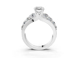 White gold Emerald Brilliant Solitaire with Side Stones on a Pave Band and Four-Prong Setting_65