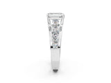 White gold Emerald Brilliant Solitaire with Side Stones on a Pave Band and Four-Prong Setting_77
