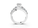 White gold Emerald Brilliant Solitaire with Side Stones on a Pave Band and Four-Prong Setting_78