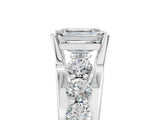 White gold Emerald Brilliant Solitaire with Side Stones on a Pave Band and Four-Prong Setting_80