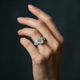 White gold Emerald Cluster Diamond Engagement Ring with Pavé Band and Four-Prong Setting_13