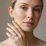 White gold Emerald Cluster Diamond Engagement Ring with Pavé Band and Four-Prong Setting_14