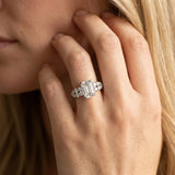 White gold Emerald Cluster Diamond Engagement Ring with Pavé Band and Four-Prong Setting_15