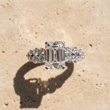 White gold Emerald Cluster Diamond Engagement Ring with Pavé Band and Four-Prong Setting_16