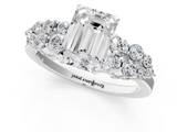 White gold Emerald Cluster Diamond Engagement Ring with Pavé Band and Four-Prong Setting_92