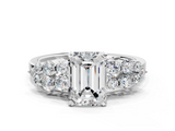 White gold Emerald Cluster Diamond Engagement Ring with Pavé Band and Four-Prong Setting_92