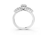White gold Emerald Cluster Diamond Engagement Ring with Pavé Band and Four-Prong Setting_94