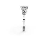 White gold Emerald Cluster Diamond Engagement Ring with Pavé Band and Four-Prong Setting_94