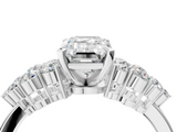 White gold Emerald Cluster Diamond Engagement Ring with Pavé Band and Four-Prong Setting_96