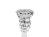 White gold Emerald Cluster Diamond Engagement Ring with Pavé Band and Four-Prong Setting_97
