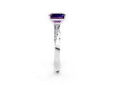 White gold Emerald Cut Amethyst Engagement Ring with Side Stone Accents and Four-Prong Setting_29
