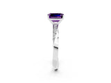 White gold Emerald Cut Amethyst Engagement Ring with Side Stone Accents and Four-Prong Setting_38