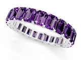 White gold Emerald Cut Amethyst Eternity Band with Shared Prong Setting_7