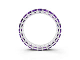 White gold Emerald Cut Amethyst Eternity Band with Shared Prong Setting_9