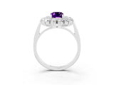 White gold Emerald Cut Amethyst Floral Double Halo Engagement Ring with Prong Setting_51