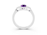 White gold Emerald Cut Amethyst Halo Ring with Tapered Band and Four-Prong Setting_3