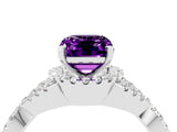 White gold Emerald Cut Amethyst  Halo Twist Band Solitaire Prong Setting Ring_28
