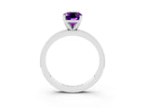 White gold Emerald Cut Amethyst Milgrain Pavé Engagement Ring with Four-Prong Setting_15