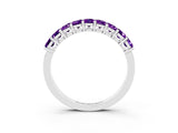 White gold Emerald Cut Amethyst Prong-Set Eternity Band_9