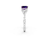 White gold Emerald Cut Amethyst Solitaire Celtic Knot Ring with Four-Prong Setting_14