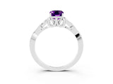 White gold Emerald Cut Amethyst Solitaire Celtic Knot Ring with Four-Prong Setting_15