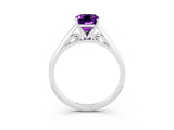 White gold Emerald Cut Amethyst Solitaire Engagement Ring with Cathedral Setting and Four-Prong Mount_33