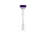 White gold Emerald Cut Amethyst Solitaire Engagement Ring with Cathedral Setting and Four-Prong Mount_38