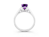 White gold Emerald Cut Amethyst Solitaire Engagement Ring with Cathedral Setting and Four-Prong Mount_39