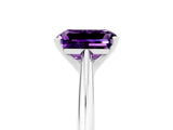 White gold Emerald Cut Amethyst Solitaire Engagement Ring with Cathedral Setting and Four-Prong Mount_41