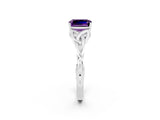 White gold Emerald Cut Amethyst Solitaire Engagement Ring with Celtic Knot Band and Four-Prong Setting_2