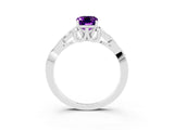 White gold Emerald Cut Amethyst Solitaire Engagement Ring with Celtic Knot Band and Four-Prong Setting_3