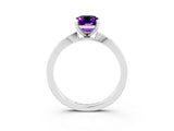 White gold Emerald Cut Amethyst Solitaire Engagement Ring with Classic Band and Four-Prong Setting_27