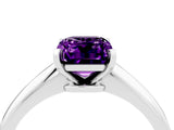 White gold Emerald Cut Amethyst Solitaire Engagement Ring with Classic Band and Four-Prong Setting_40
