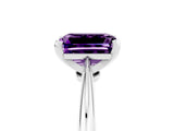 White gold Emerald Cut Amethyst Solitaire Engagement Ring with Classic Band and Four-Prong Setting_41