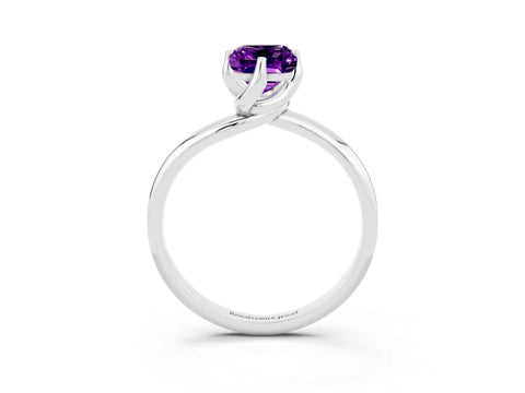 White gold Emerald Cut Amethyst Solitaire Engagement Ring with Four-Prong Setting and Classic Band_15