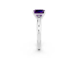 White gold Emerald Cut Amethyst Solitaire Engagement Ring with Round Band and Four-Prong Setting_2