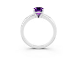 White gold Emerald Cut Amethyst Solitaire Engagement Ring with Round Band and Four-Prong Setting_3
