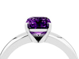 White gold Emerald Cut Amethyst Solitaire Engagement Ring with Round Band and Four-Prong Setting_4
