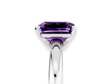 White gold Emerald Cut Amethyst Solitaire Engagement Ring with Round Band and Four-Prong Setting_5