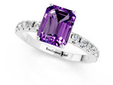 White gold Emerald Cut Amethyst Solitaire Pavé Band with Four-Prong Setting_1