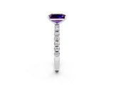 White gold Emerald Cut Amethyst Solitaire Pavé Band with Four-Prong Setting_2