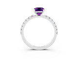 White gold Emerald Cut Amethyst Solitaire Pavé Band with Four-Prong Setting_3
