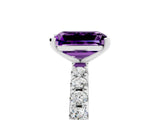White gold Emerald Cut Amethyst Solitaire Pavé Band with Four-Prong Setting_5