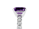 White gold Emerald Cut Amethyst Solitaire Pavé Engagement Ring with Round Band and Prong Setting_17