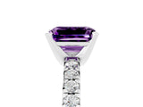 White gold Emerald Cut Amethyst Solitaire Pavé Engagement Ring with Round Band and Prong Setting_65