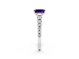 White gold Emerald Cut Amethyst Solitaire Ring with Cathedral Setting and Pavé Band_2