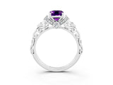 White gold Emerald Cut Amethyst Solitaire Ring with Filigree Band and Four-Prong Setting_27