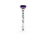 White gold Emerald Cut Amethyst Solitaire Ring with Pavé Accents and Four-Prong Setting_2