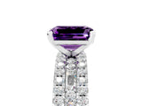 White gold Emerald Cut Amethyst Solitaire Ring with Pavé and Channel Set Band_11